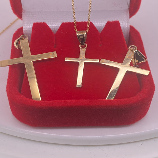 14K Solid Yellow Gold Cross Necklace