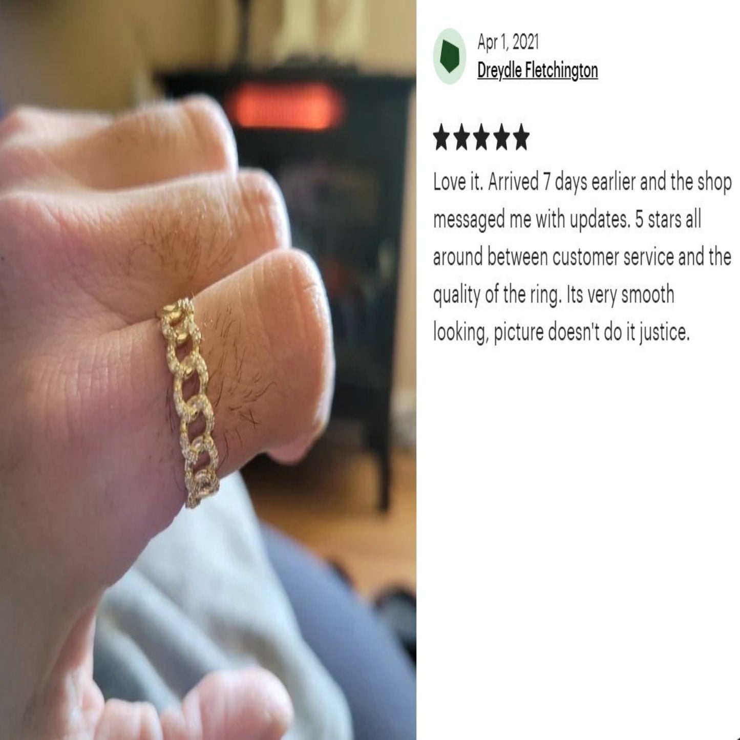 14K Solid Gold Diamond Cuban / Link / Chain Ring 6mm width in Size 4 to 11