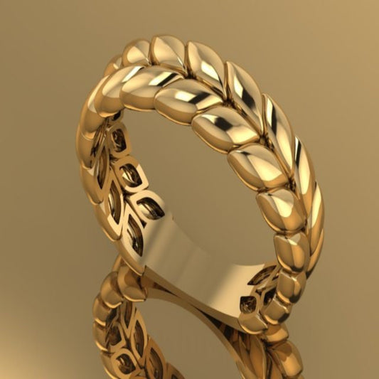 14k Solid Gold Leaf Ring 5mm Minimalist Flower Ring/ Gold Flower Ring Dainty Vine Ring Gold Leaf Ring / Minimalist Vine Ring/ Promise Ring