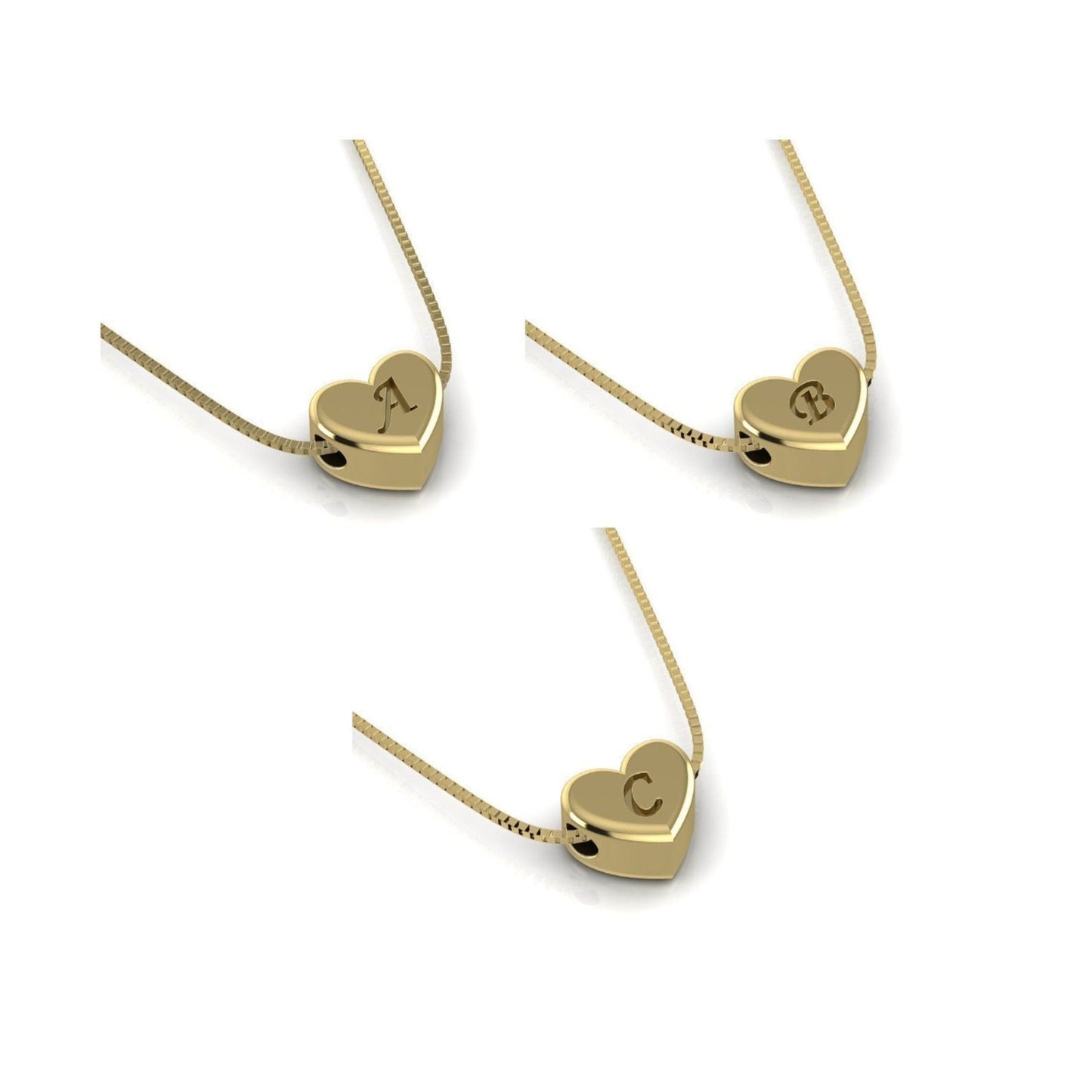 Gold Heart Initial Custom Necklace