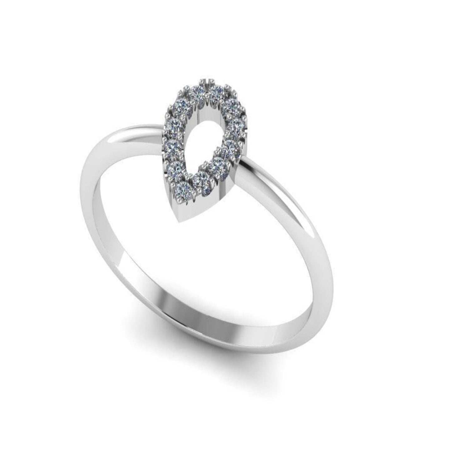 14K Diamond Solid Gold Diamond Ring / Pear Shape top Design with 12 REAL Diamonds/ Diaamond Ring / Gift for Her