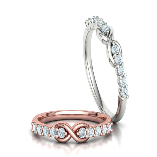 14K Solid Gold 0.35 Total Carat Round Cut Diamond Band/ Gift for Her/ Wedding Ring