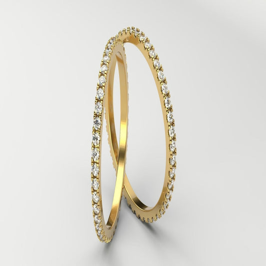 14K Solid Gold French Pave REAL Diamond 0.50 Carat Eternity Band/ Pave Eternity Ring Gift for Her/Wedding Ring - JewelsnGlitters