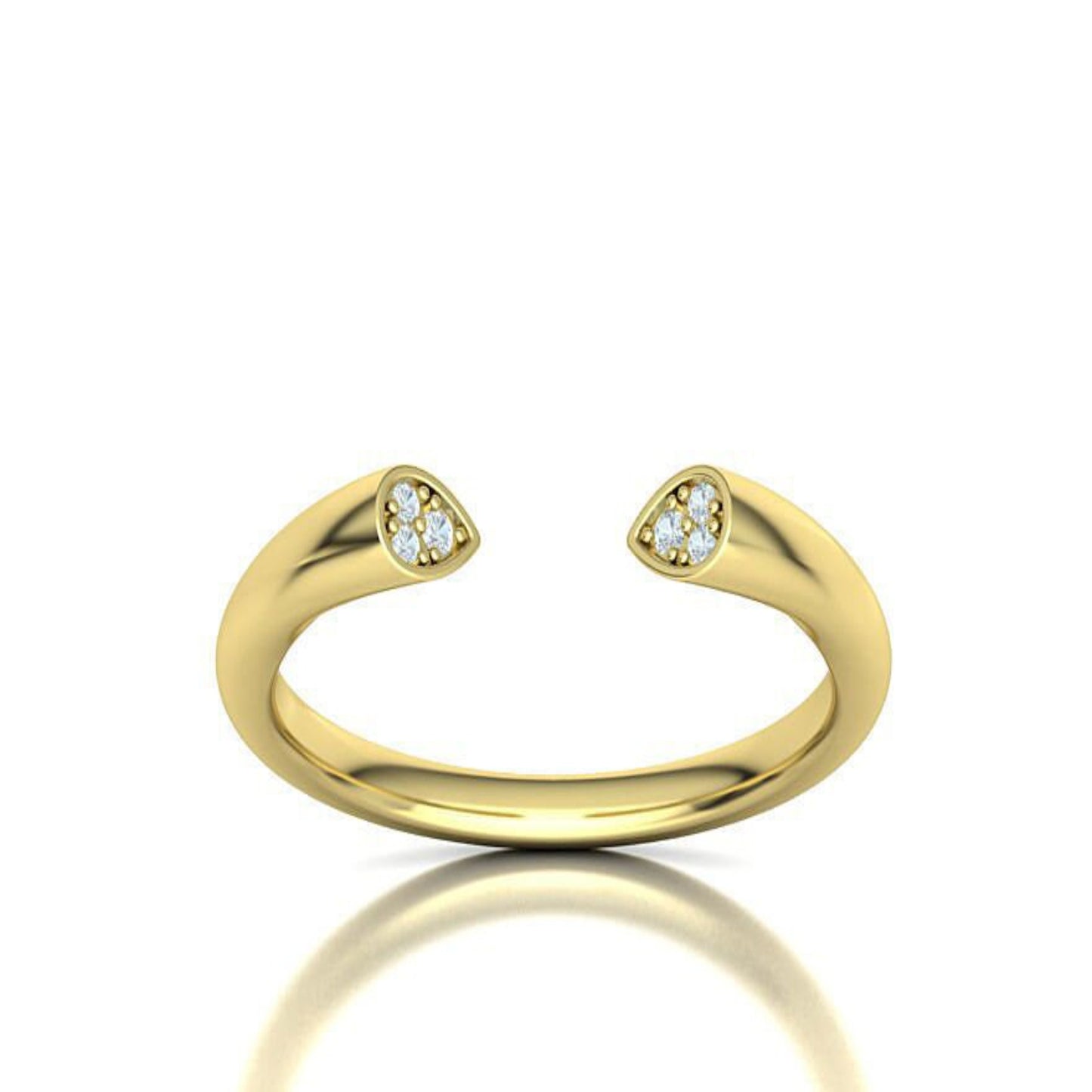 14K Solid Gold Open End Stackable Diamond Ring / Stylish Diamond Ring /Diamond Stackable Ring / Diamond Fashion Ring / Stackable Ring - JewelsnGlitters