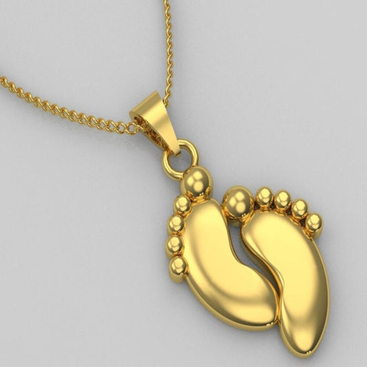 14K Solid Gold Baby Foot Necklace