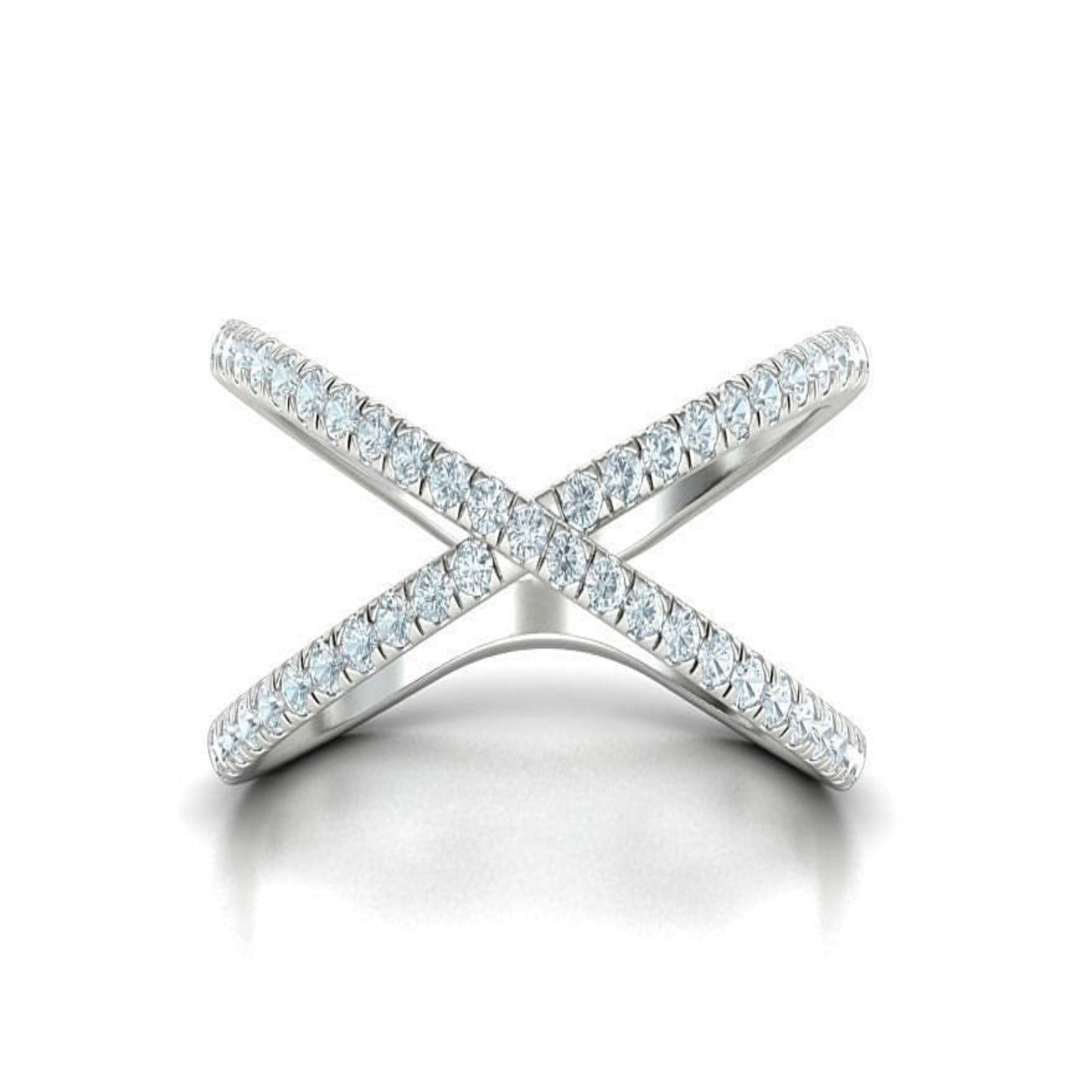 14K Solid Gold Criss Cross Band/Diamond Ring for Her/Crisscross Diamond Ring/ Diamond Ring/ Pave Set Diamond Ring/ Diamond Ring Gift for Her - JewelsnGlitters