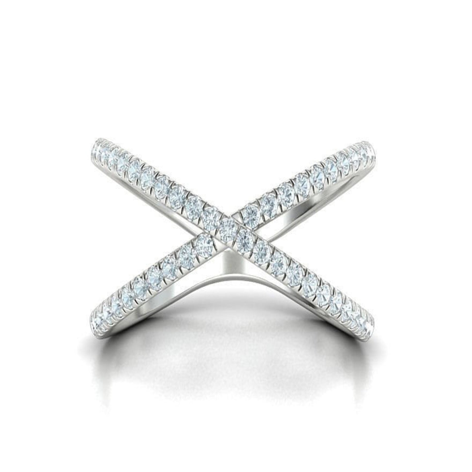 14K Solid Gold Criss Cross Band/Diamond Ring for Her/Crisscross Diamond Ring/ Diamond Ring/ Pave Set Diamond Ring/ Diamond Ring Gift for Her - JewelsnGlitters