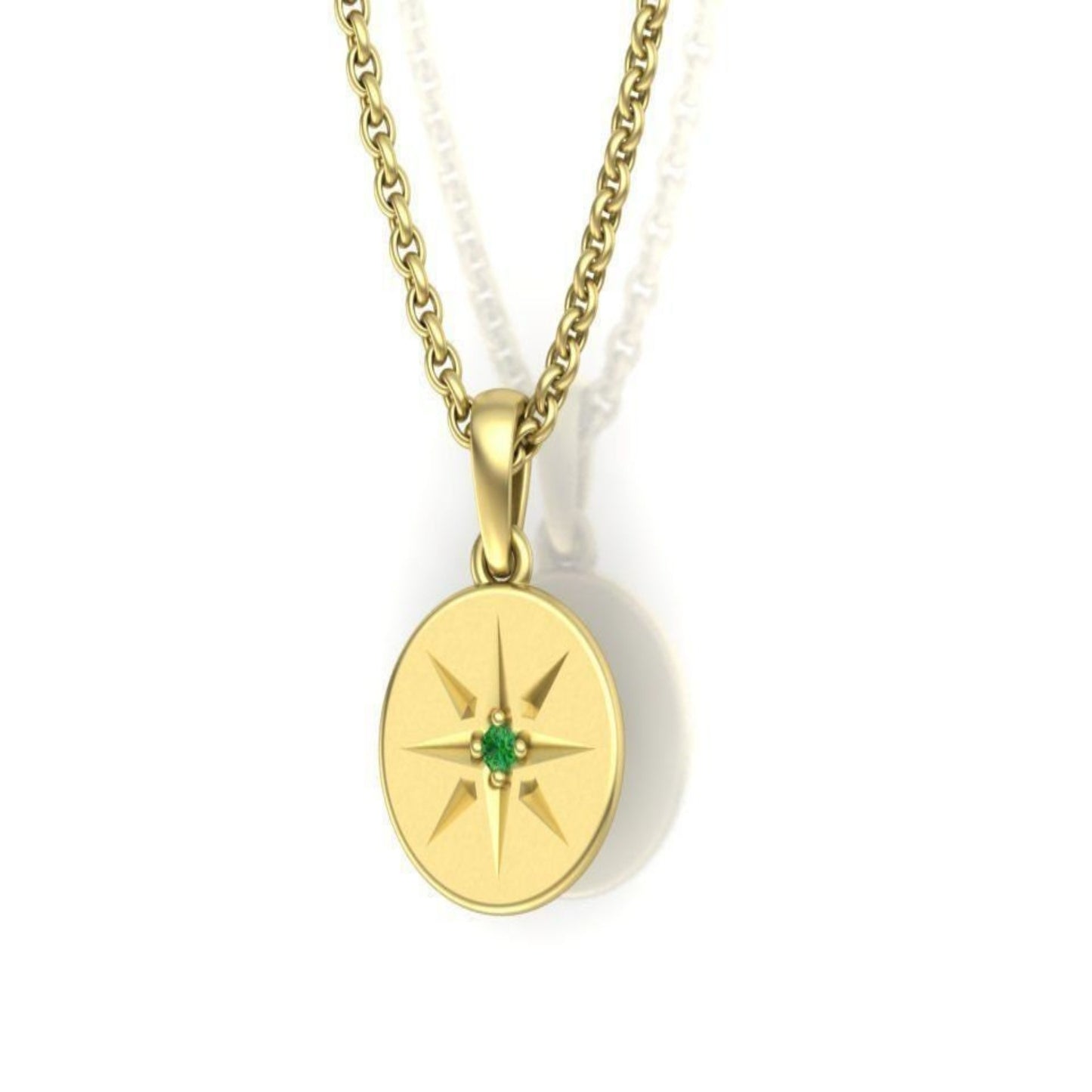 14K Solid Gold North Star Necklace with Diamond Ruby Sapphire or Emerald / Star Necklace