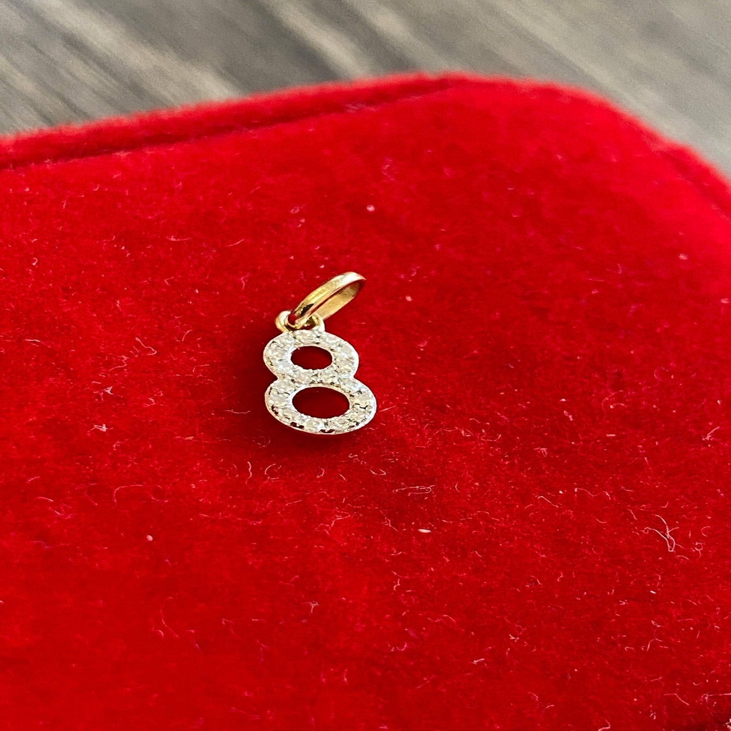 14K Solid Gold Block Script Number Charms -8.0mm