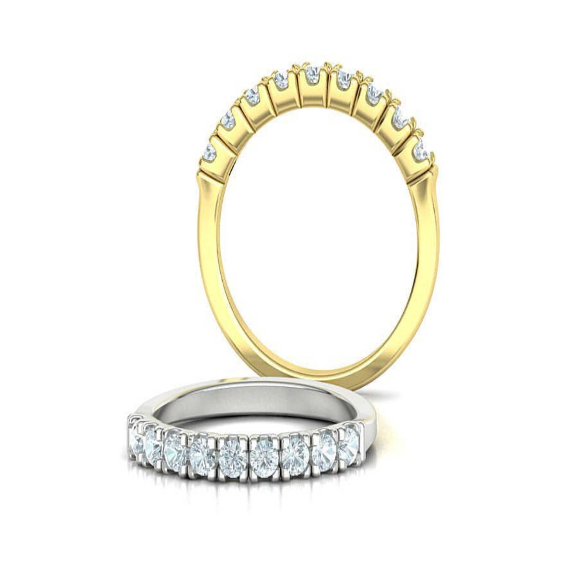 14K Solid Gold 9 Diamond Half Eternity Wedding Band/ Diamond Ring for Her/Classic Wedding Band/ Diamond Ring/ Half Eternity Wedding Ring - JewelsnGlitters