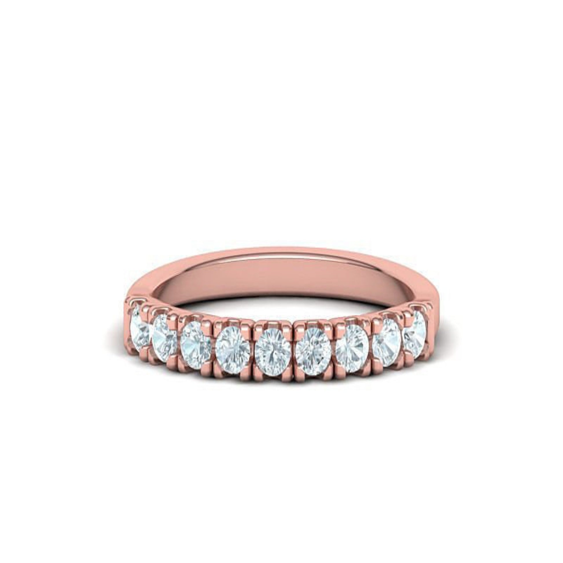 14K Solid Gold 9 Diamond Half Eternity Wedding Band/ Diamond Ring for Her/Classic Wedding Band/ Diamond Ring/ Half Eternity Wedding Ring - JewelsnGlitters