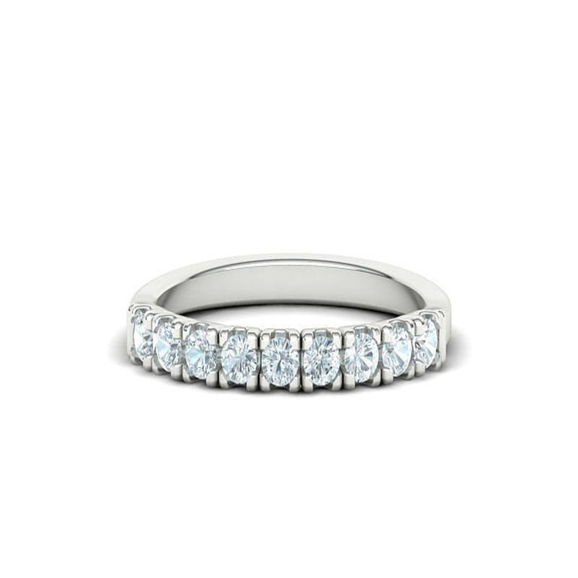 14K Solid Gold 9 Diamond Half Eternity Wedding Band/ Diamond Ring for Her/Classic Wedding Band/ Diamond Ring/ Half Eternity Wedding Ring - JewelsnGlitters