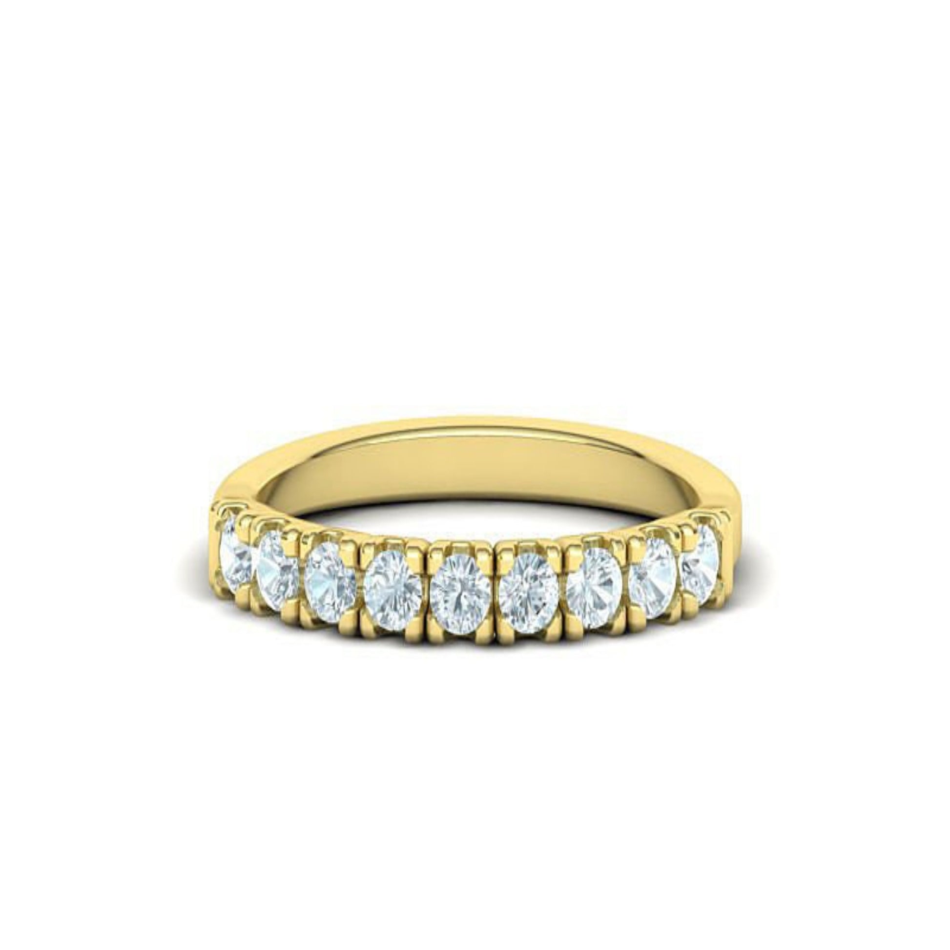 14K Solid Gold 9 Diamond Half Eternity Wedding Band/ Diamond Ring for Her/Classic Wedding Band/ Diamond Ring/ Half Eternity Wedding Ring - JewelsnGlitters