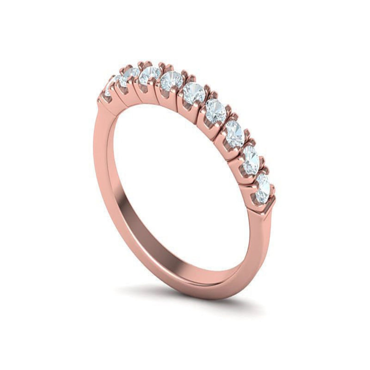 14K Solid Gold 9 Diamond Half Eternity Wedding Band/ Diamond Ring for Her/Classic Wedding Band/ Diamond Ring/ Half Eternity Wedding Ring - JewelsnGlitters