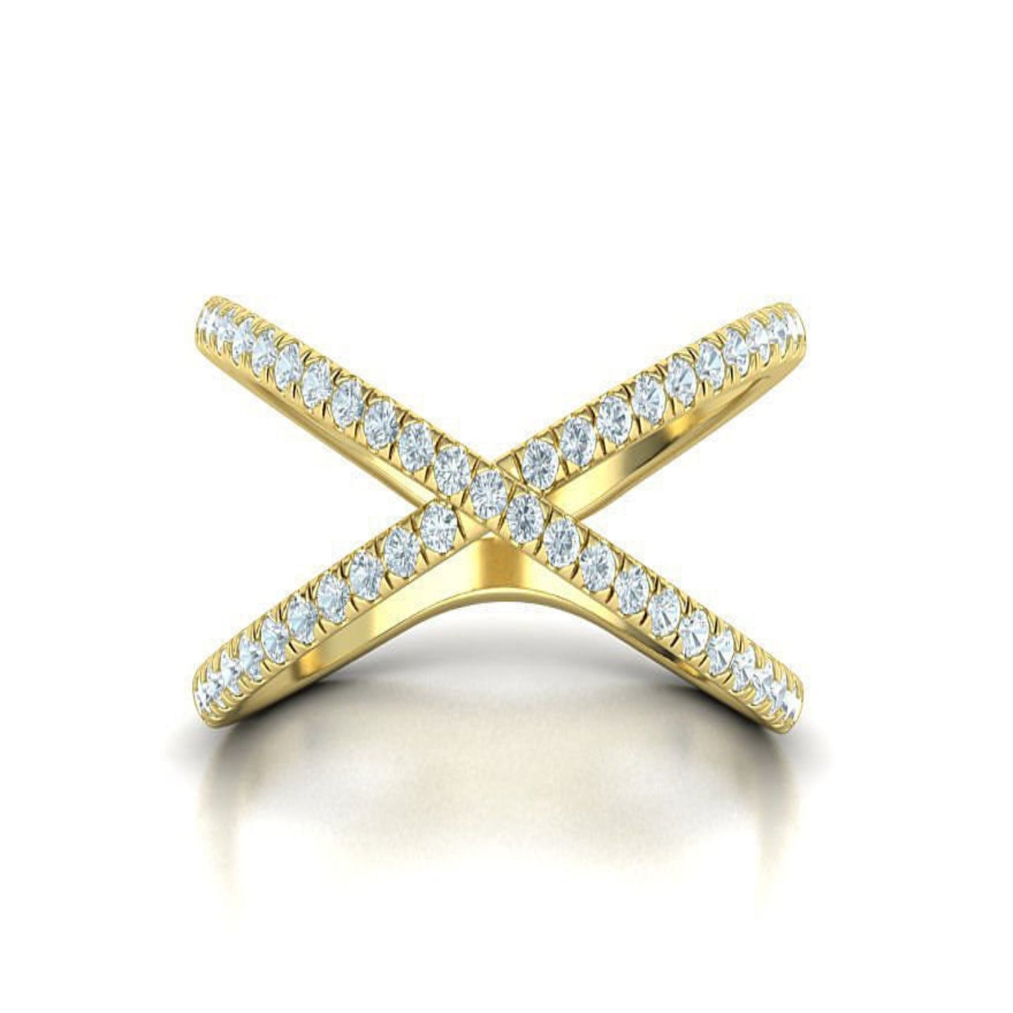 14K Solid Gold Criss Cross Band/Diamond Ring for Her/Crisscross Diamond Ring/ Diamond Ring/ Pave Set Diamond Ring/ Diamond Ring Gift for Her - JewelsnGlitters