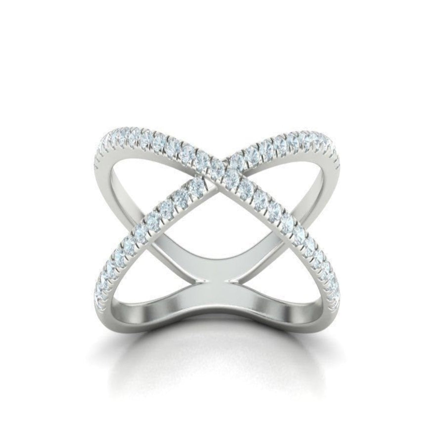 14K Solid Gold Criss Cross Band/Diamond Ring for Her/Crisscross Diamond Ring/ Diamond Ring/ Pave Set Diamond Ring/ Diamond Ring Gift for Her - JewelsnGlitters