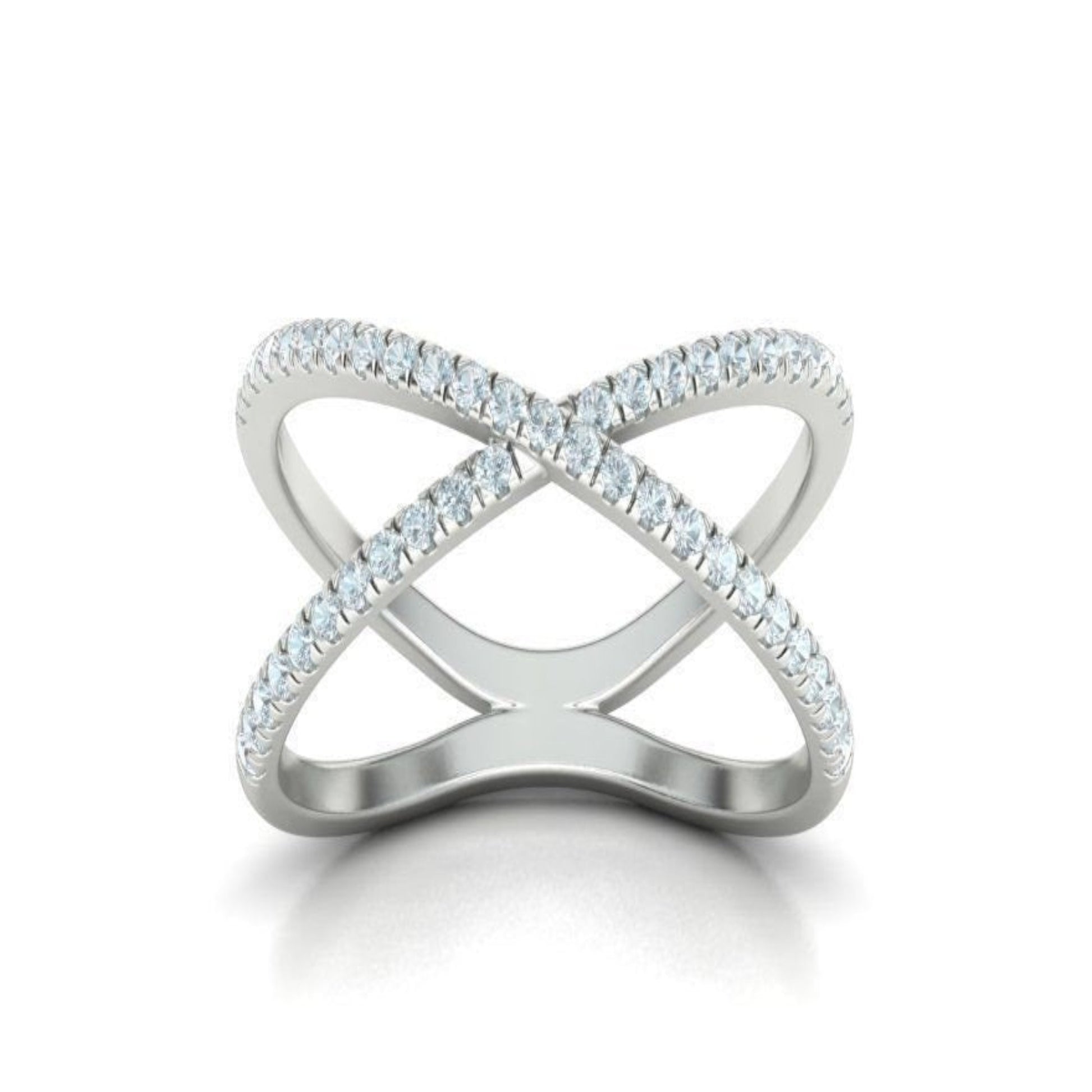 14K Solid Gold Criss Cross Band/Diamond Ring for Her/Crisscross Diamond Ring/ Diamond Ring/ Pave Set Diamond Ring/ Diamond Ring Gift for Her - JewelsnGlitters
