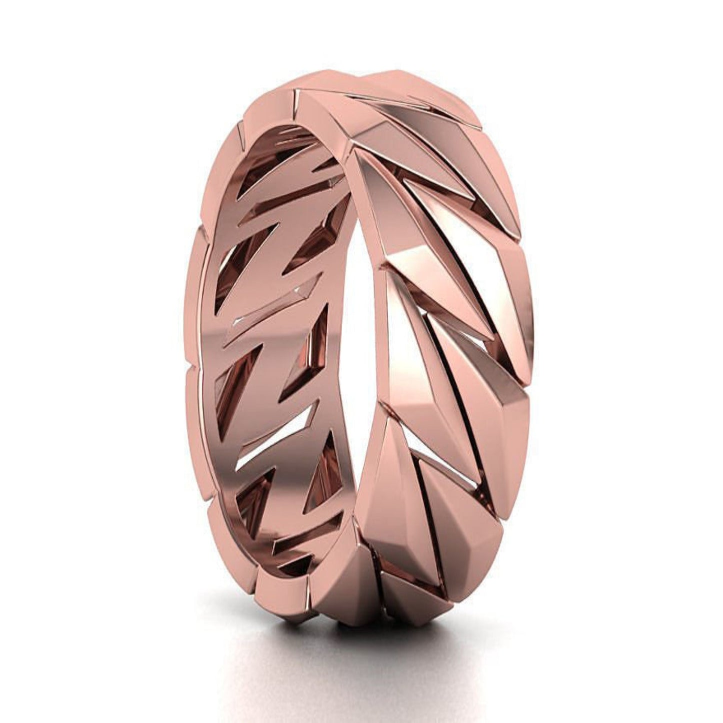 14K Solid Gold Facet Cuban Chain Ring Miami Band 10mm Width