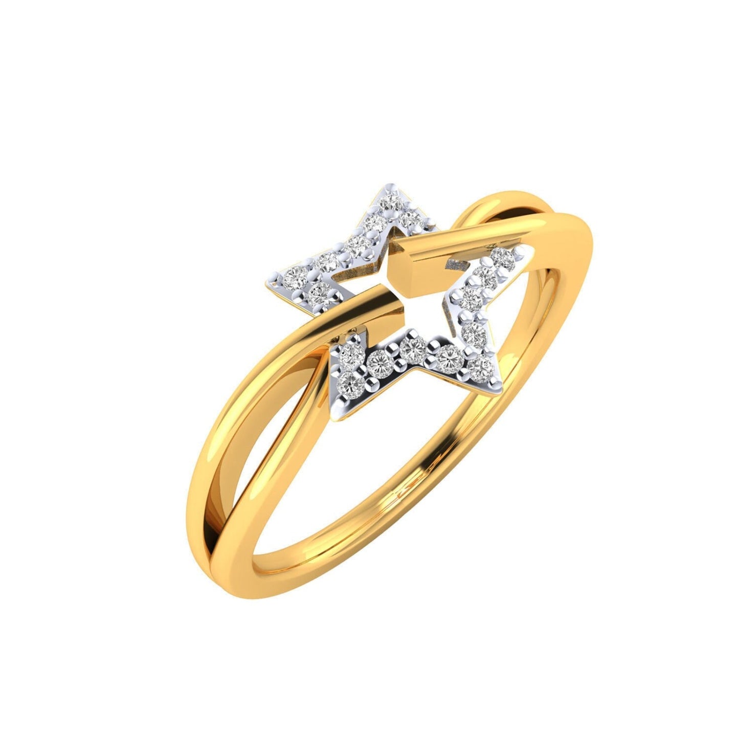 14K Solid Gold Star Design Diamond Ring / Diamond Ring / Stackable Star Diamond Ring / Dainty Star Diamond Ring / Gift for Her