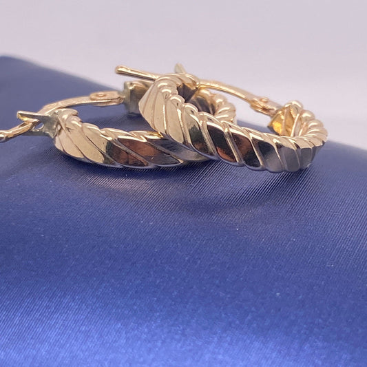 14K Solid Gold Hoop Earrings/ 14K Twist Rope Earrings 14mm/ Rope Hoop Earrings/ Twisted Rope Design Hoops/ Twisted Rope Cable Hoop Earrings