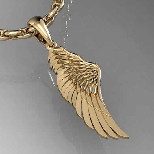 14K Solid Gold Angel Wing/ Minimalist Angel Gold Wing for Her