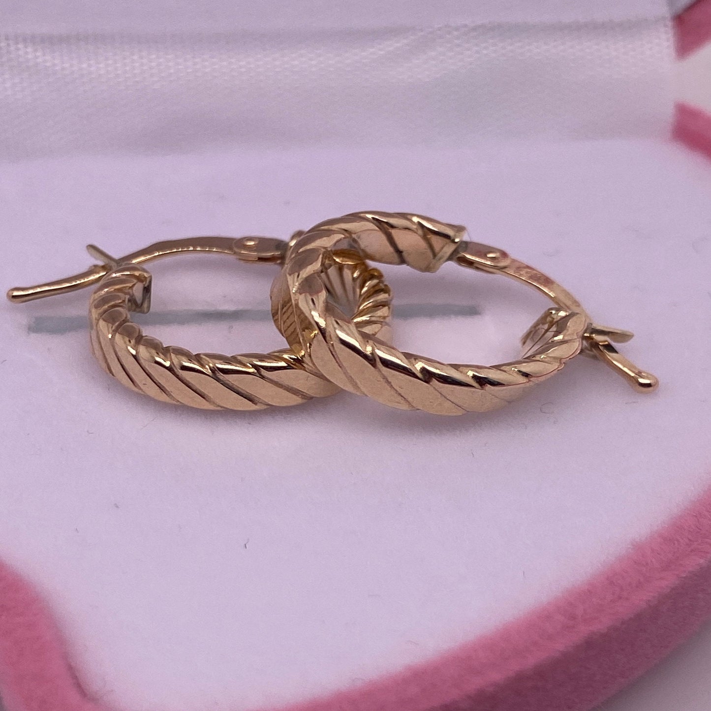 14K Solid Gold Hoop Earrings/ 14K Twist Rope Earrings 14mm/ Rope Hoop Earrings/ Twisted Rope Design Hoops/ Twisted Rope Cable Hoop Earrings