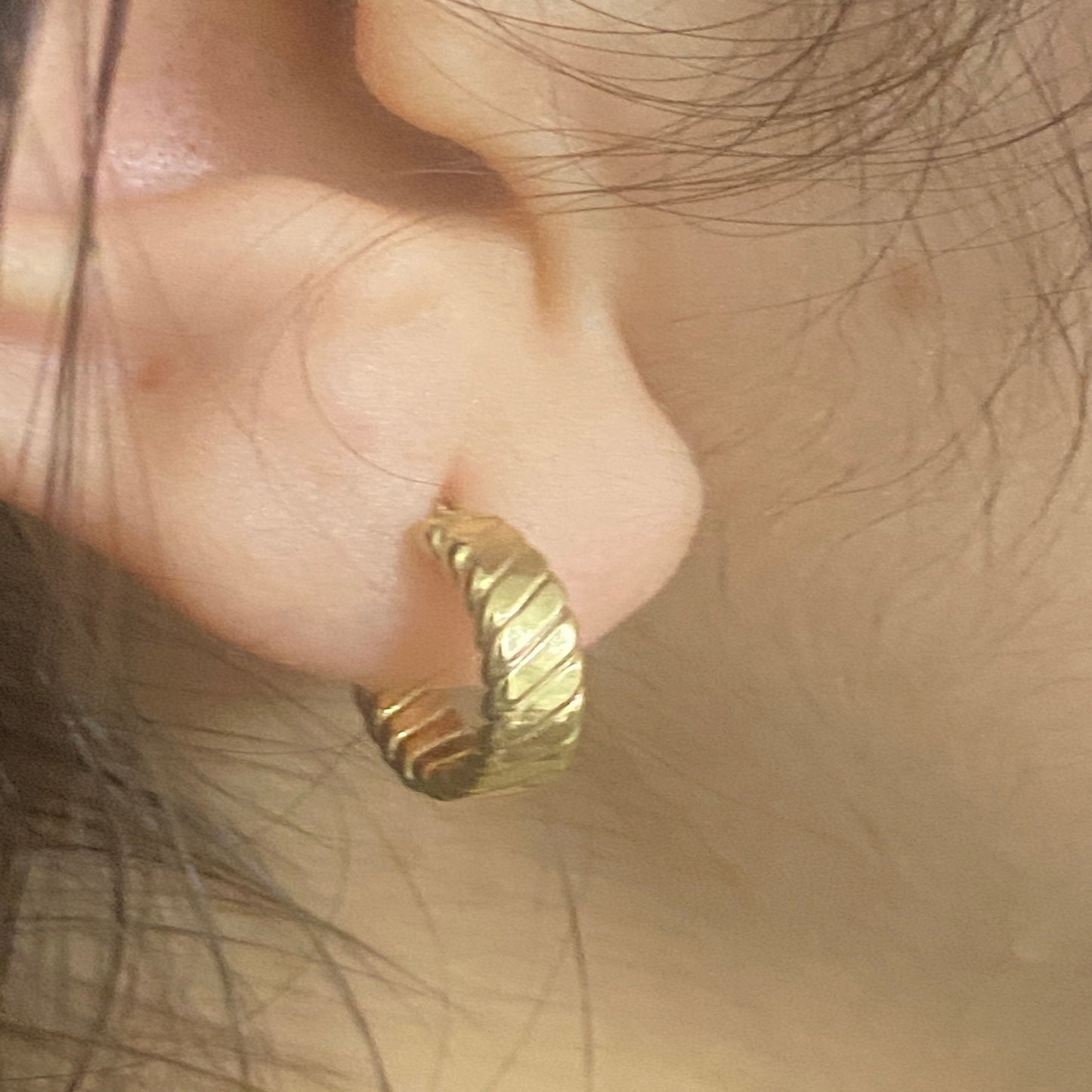 14K Solid Gold Hoop Earrings/ 14K Twist Rope Earrings 14mm/ Rope Hoop Earrings/ Twisted Rope Design Hoops/ Twisted Rope Cable Hoop Earrings