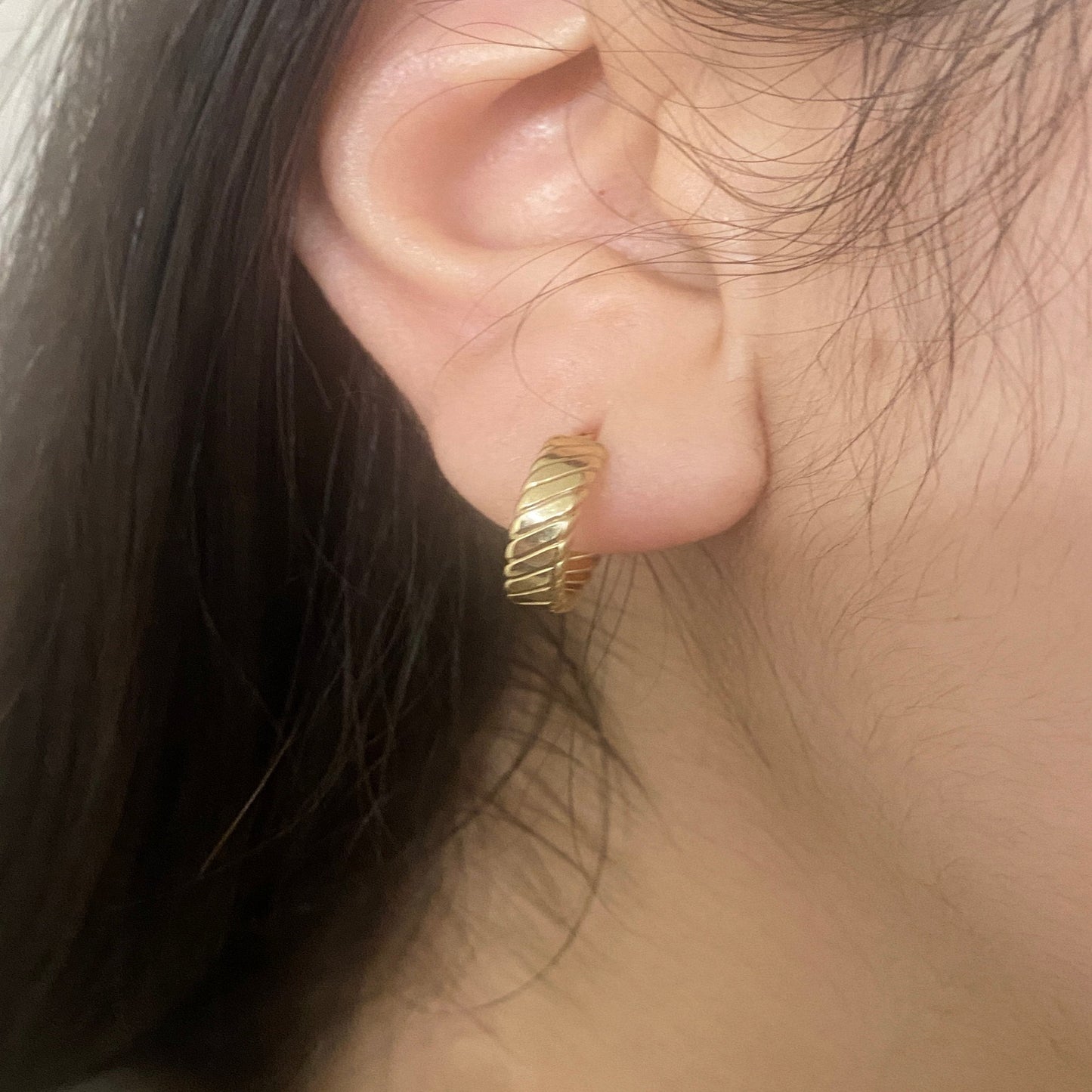 14K Solid Gold Hoop Earrings/ 14K Twist Rope Earrings 14mm/ Rope Hoop Earrings/ Twisted Rope Design Hoops/ Twisted Rope Cable Hoop Earrings