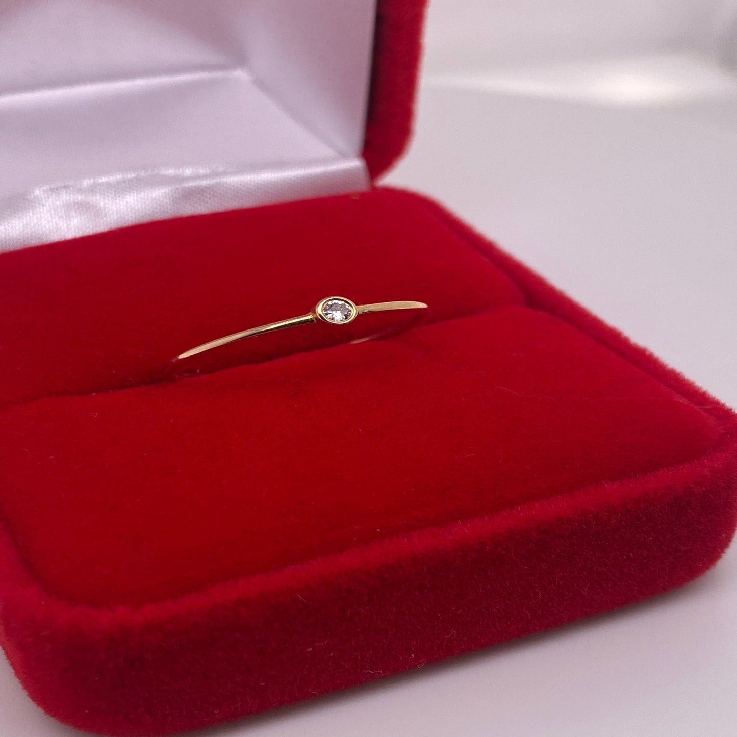 Diamond Ring / Unique Diamond Solitaire Gold Ring / Solitaire Diamond Ring / Simple Diamond Ring / Gold Band Ring / Stacking Thin Ring