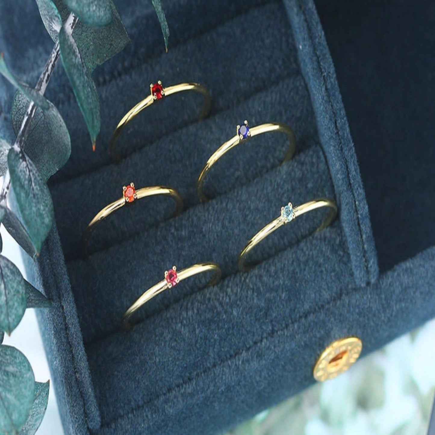 14K Solid Gold Birthstone Ring / Personalized Gift / Gemstone Ring / 14k Gold Minimalist Gemstone Ring / Gift for Mom / Gift for Her