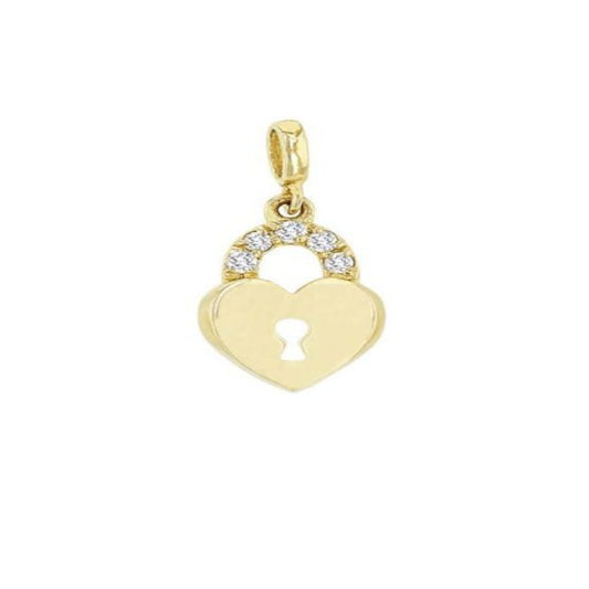 14K Solid Yellow Gold Diamond Padlock Charm /  Padlock Charm / Lock Charm / Diamond Lock Charm / Gift for Her