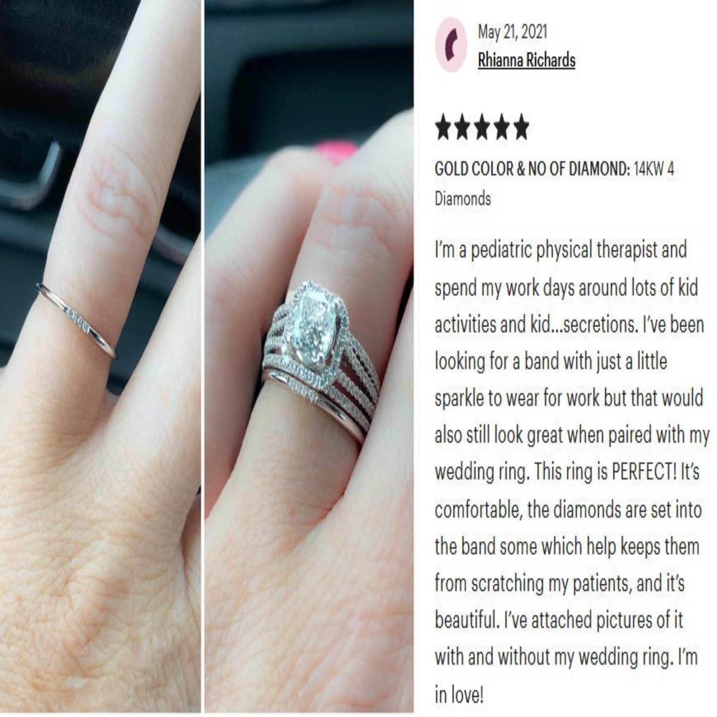 14K Solid Gold Genuine 11 Diamond Wedding Ring / 11 Diamond Wedding Band with REAL Natural Diamonds / Diamond Engagement Ring/Bridal Jewelry