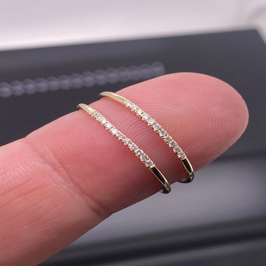 14K Solid Gold Genuine 11 Diamond Wedding Ring / 11 Diamond Wedding Band with REAL Natural Diamonds / Diamond Engagement Ring/Bridal Jewelry