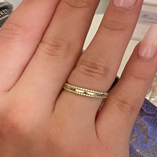 14K Solid REAL Gold with REAL Diamonds Wedding Band / Diamond Ring  / Stackable Ring / Diamond Gold Ring / Gold Ring / Bridal Jewelry - JewelsnGlitters