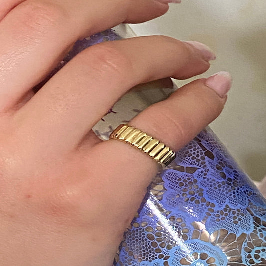 14K Solid Gold Dome Ring / 14K Real Gold Statement Ring/ Stackable Bold Statement Gold Ring / Casual Wear Gold Ring/ Gift for Her/ 6mm Width