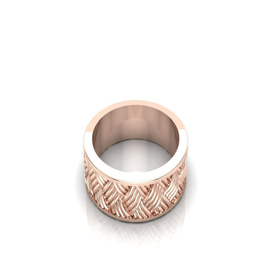 14K Solid Gold Braided Wedding Band / Braided Design Gold Band / Men's Wedding Band / Unique Design Wedding Band / 5mm