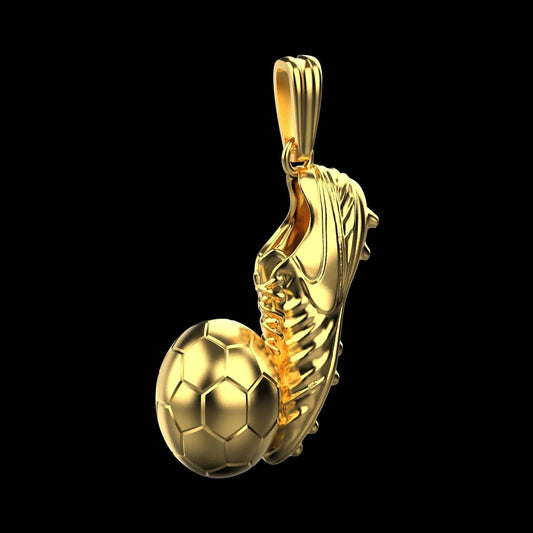 Gold Soccer Cleats and Ball Pendant