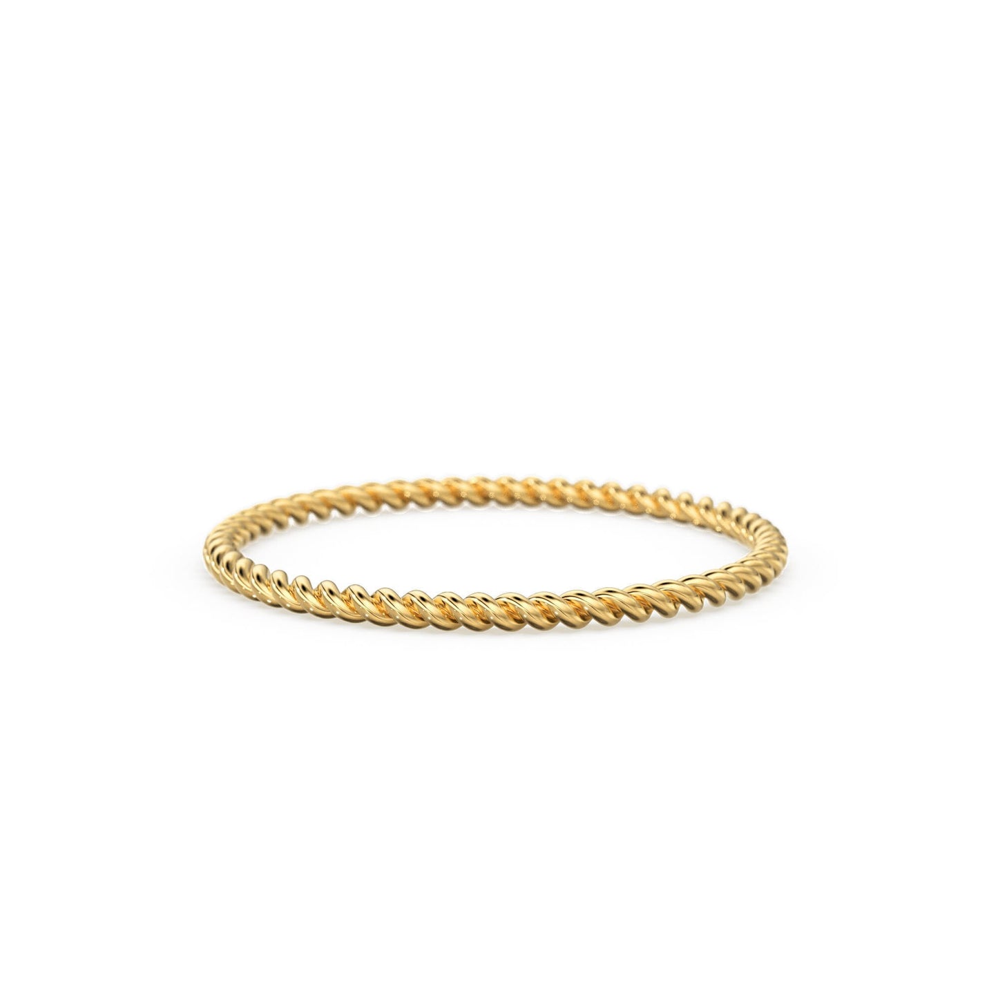 14K Solid Gold Twisted Rope Ring 2mm width / Stylish Rope Ring / Twisted Statement Ring / Gift for Her