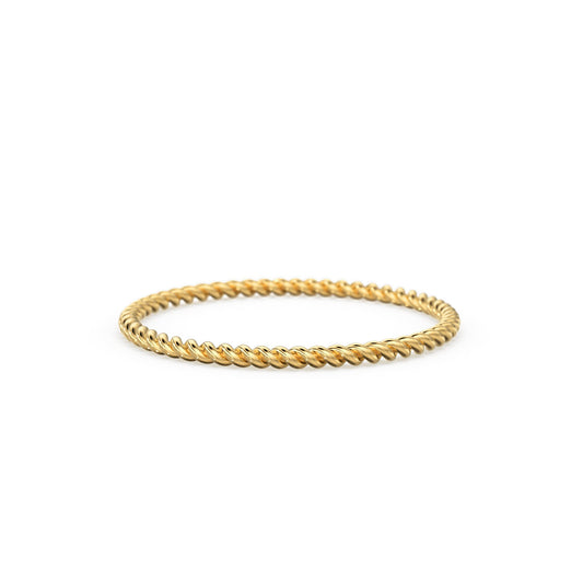 14K Solid Gold Twisted Rope Ring 2mm width / Stylish Rope Ring / Twisted Statement Ring / Gift for Her
