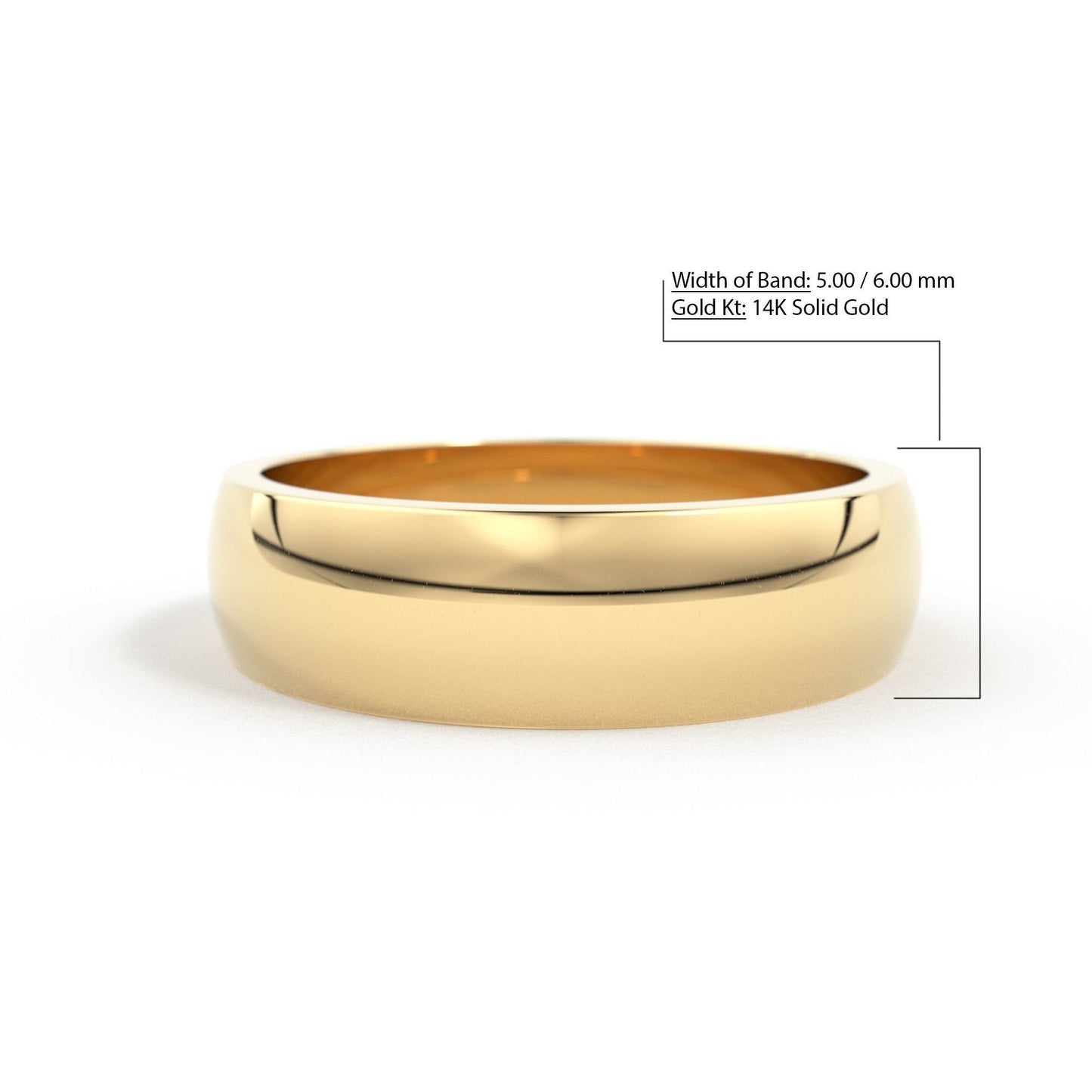 14K Solid Yellow Gold 5mm Simple Unisex Comfort Fit Wedding Band / Wedding Ring / Men's Wedding Band / Women's Wedding Band / Gold Ring