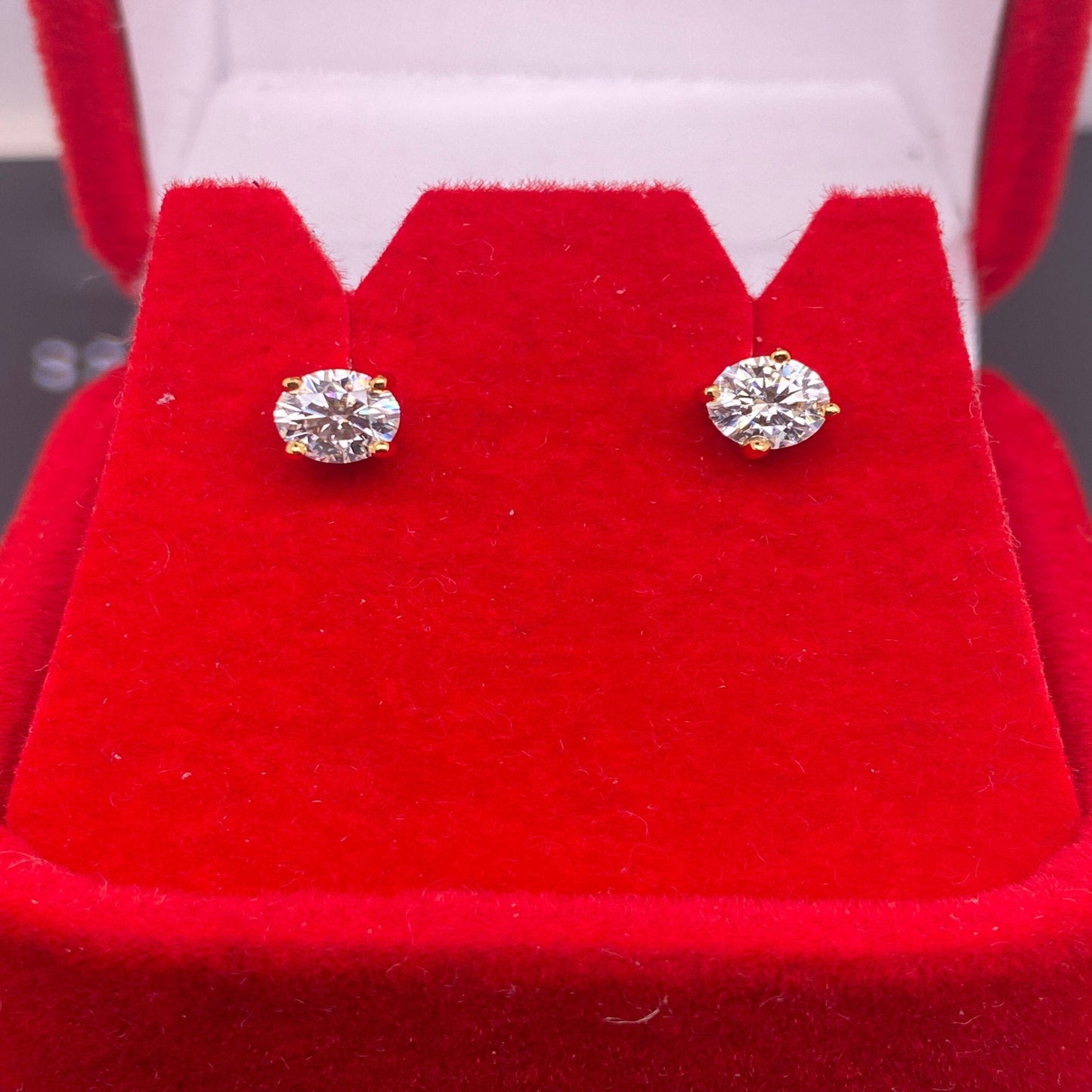1.00 Total Carat Certified Gold & Silver Stud Earrings VVS1 Sterling Silver/ VVS1 Moissanite Earrings / Screw Back Classic Moissanite Studs - JewelsnGlitters
