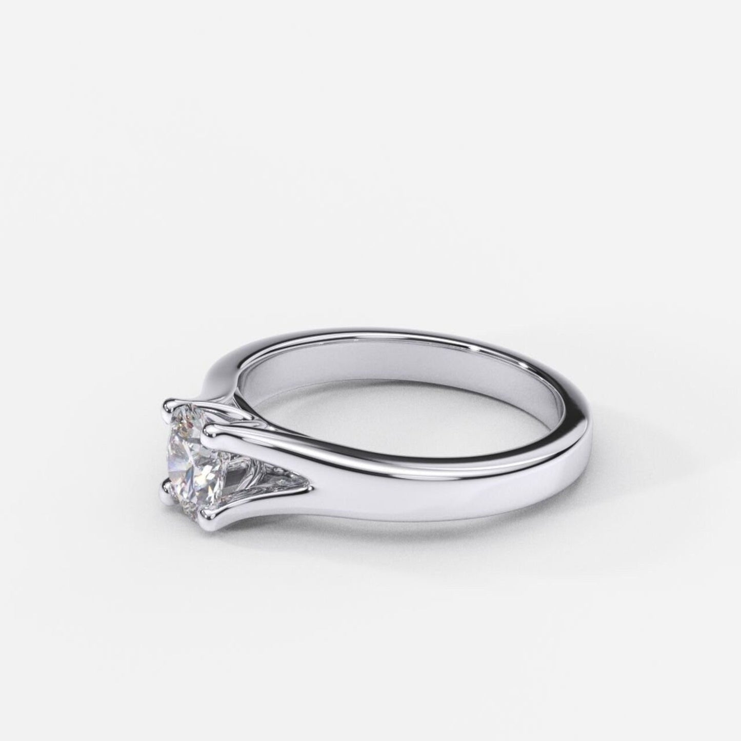 14K Solid Gold  Moissanite Solitaire Wedding Band 0.50 Carat / Single Diamond Wedding Band Ring for Women / Dainty Solitaire Engagement Ring