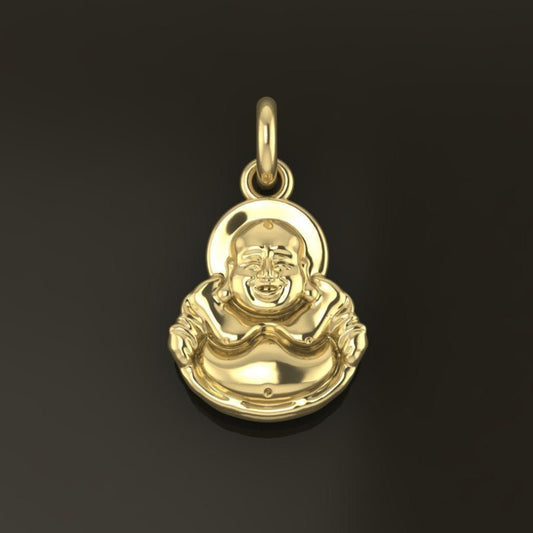 14k Solid Gold Happy Buddha Pendant