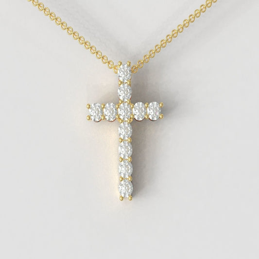 Gold Simulated Diamond Cross Necklace