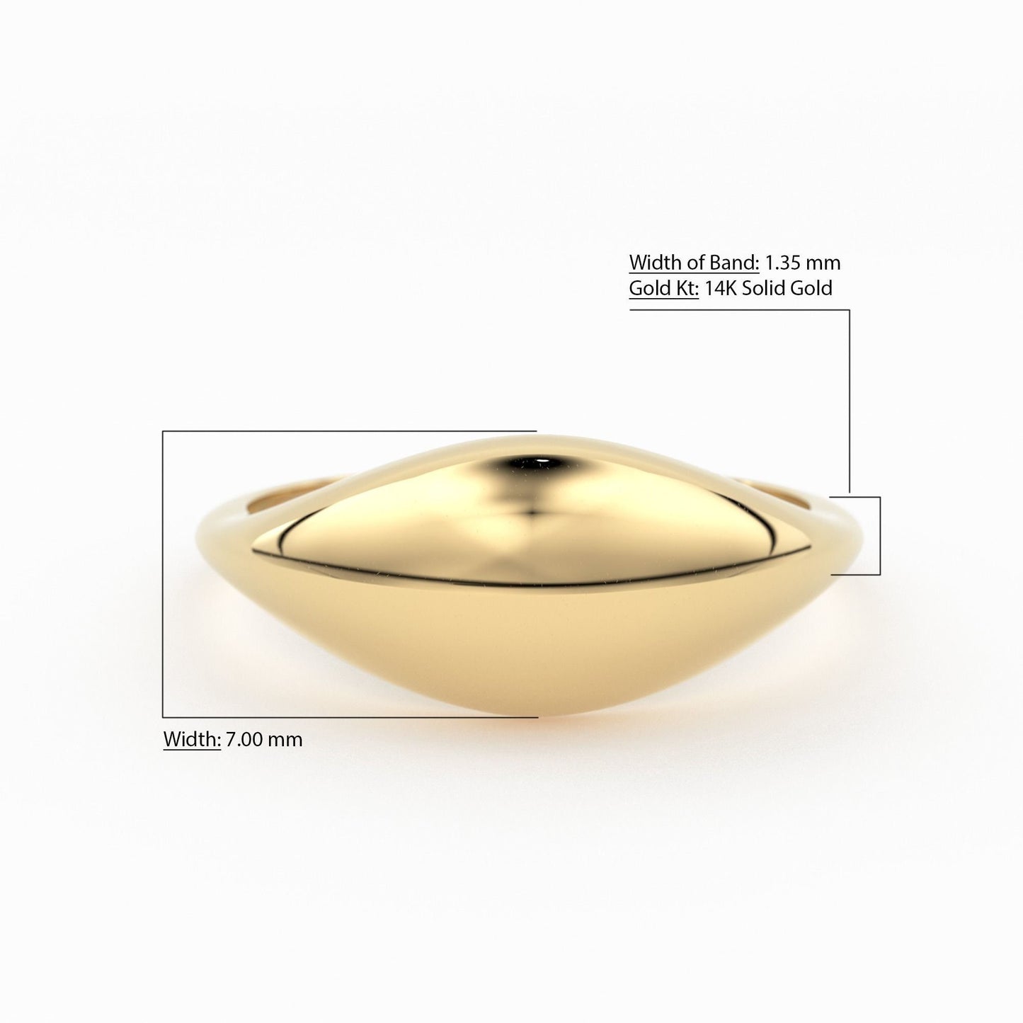 14k Solid Gold Dome Signet Ring for Her / Gold Statement Ring / Gift for Her / Valentine's Day Gift