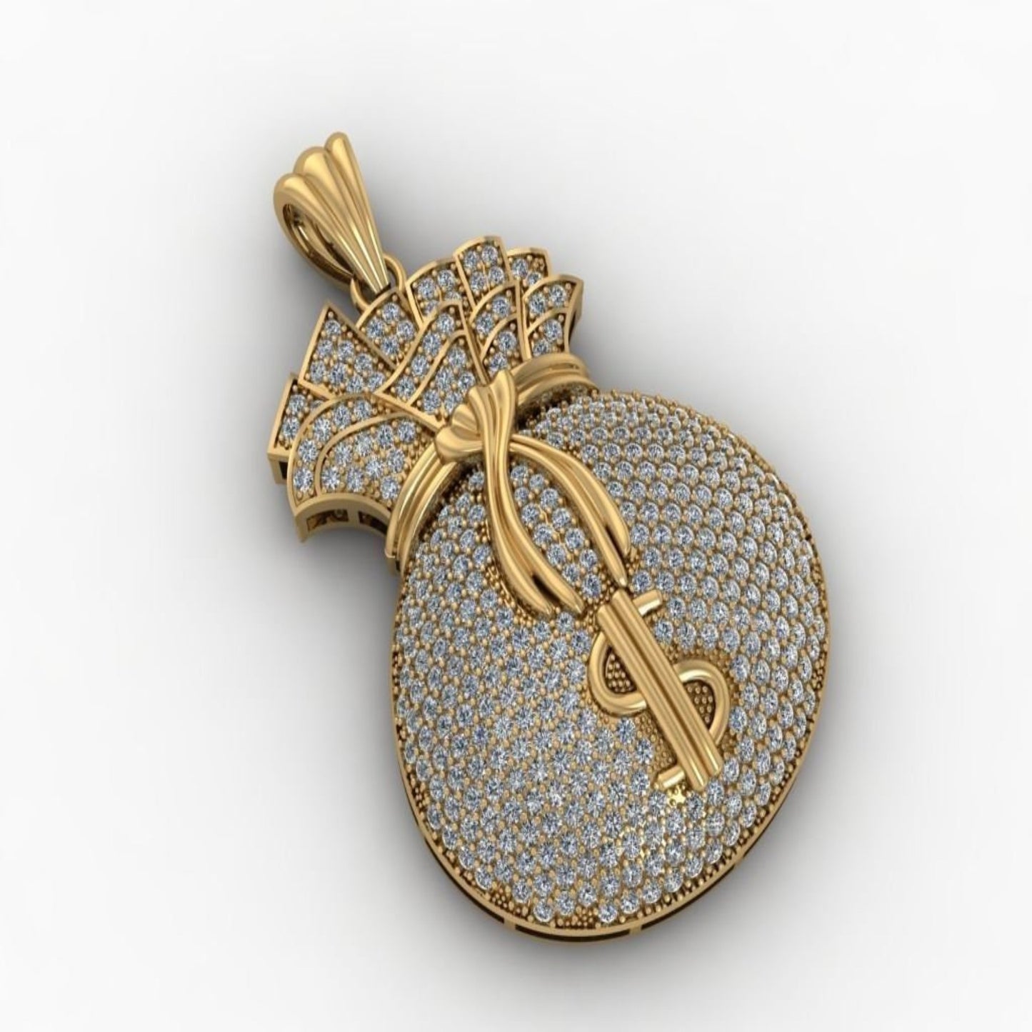 Gold Diamond Money Bag Pendant