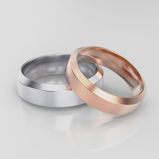 14K Solid Gold Beveled Edge Unisex Wedding band Rings / 6mm Beveled Edge Wedding Ring / Gift for Her / Gift for Him / Great Gift Idea - JewelsnGlitters