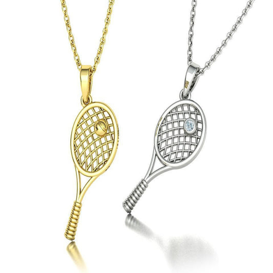 Tennis Racket Pendant Necklace