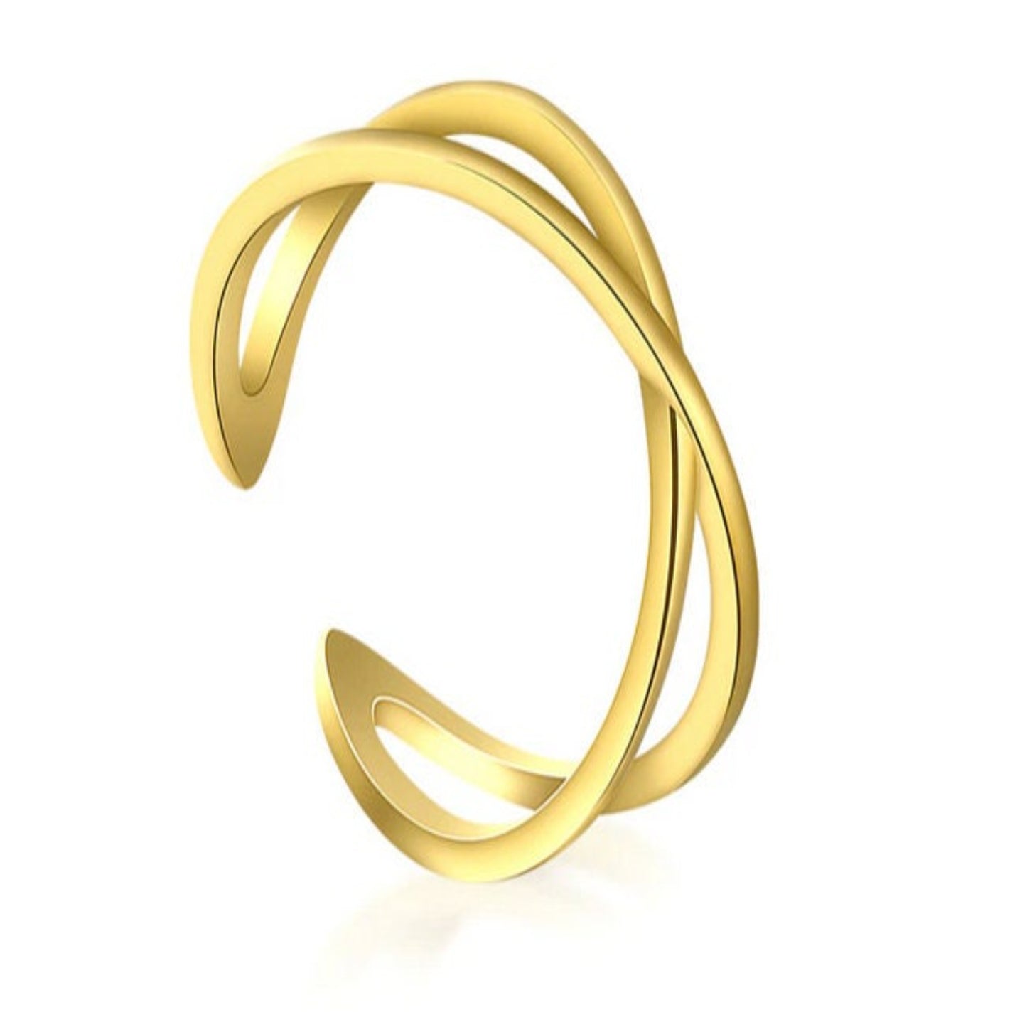 14k Solid Yellow Gold Criss Cross Adjustable Statement Ring / Cross Design Open End Statement Ring for Her / Gold Ring Gift for Her - JewelsnGlitters