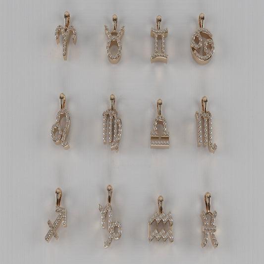 Gold Diamond Zodiac Sign Pendants